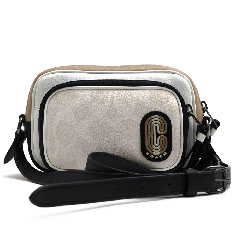 COACH C4295 Mini Edge Double Pouch Crossbody In Colorblock Signature Canvas With Striped Coach Patch �ߥ� ���å� ���֥�ݡ��� �������ܥǥ� ���顼�֥��å� �����ͥ��㡼 / ������ �ݥ����å� �����ͥ��㡼�����ƥåɥ����Х� ���ࡼ�������� ���� ���� 