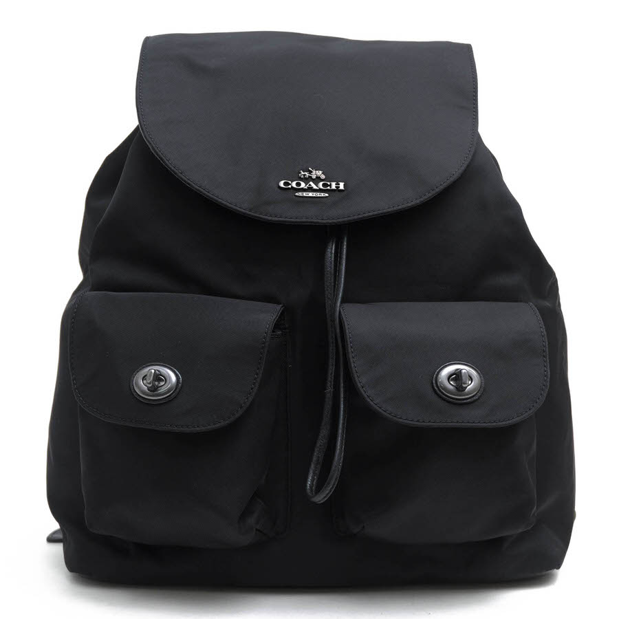 COACH F58814 Billie Backpack in Charlie Nylon / コーチ 巾着型 一部牛革 デイパック ブラック 黒 リュック レディース|レディース|カテゴリー