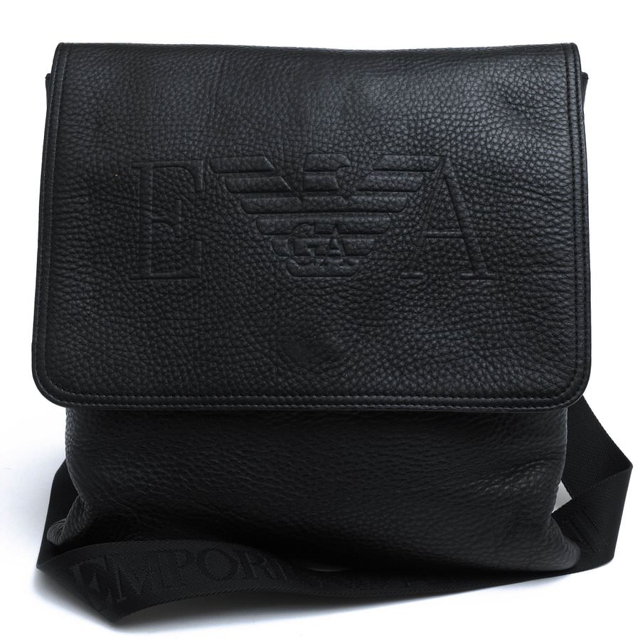 EMPORIO ARMANI YEMD29 YH185 LINEA ANGAR TRACOLLA PIATTA / ����ޡ��� �������ܥǥ��Хå� �ڥ֥�ɥ쥶�� ���� ��å��󥸥㡼�Хå� ���ܳ� �����󥯥쥶�� �֥�å� �� ���������Хå� ���