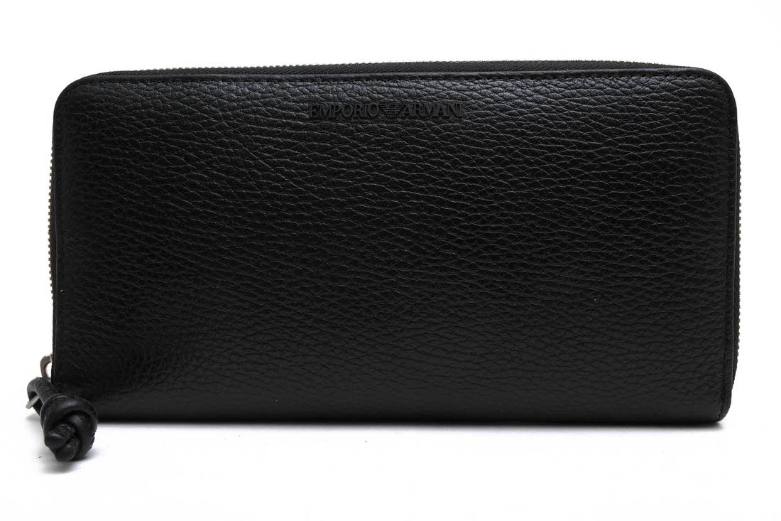 EMPORIO ARMANI Y4R169 Y068E ZIP AROUND BUSINESS WALLET / ����ޡ��� �������ʥ����� ���� �������줢�� ���ܳ� �����󥯥쥶�� �饦��ɥ��å� �饦��ɥե����ʡ� �֥�å� �� Ĺ���� ���