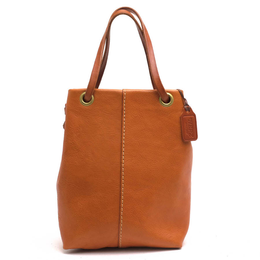 HERZ トートバッグ レザー 肩掛け調節可 ブラウン ソフト革とハード革コンビの肩掛けファスナートートバッグ / 革鞄の