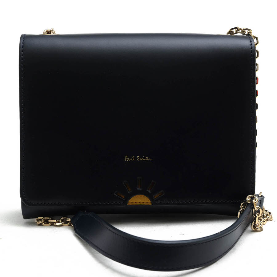 Paul Smith Sun Detail Leather Flap Handbag / �ݡ��륹�ߥ� �ե�å׼� ���� �ͥ��ӡ� �� ���������Хå� ��ǥ�����