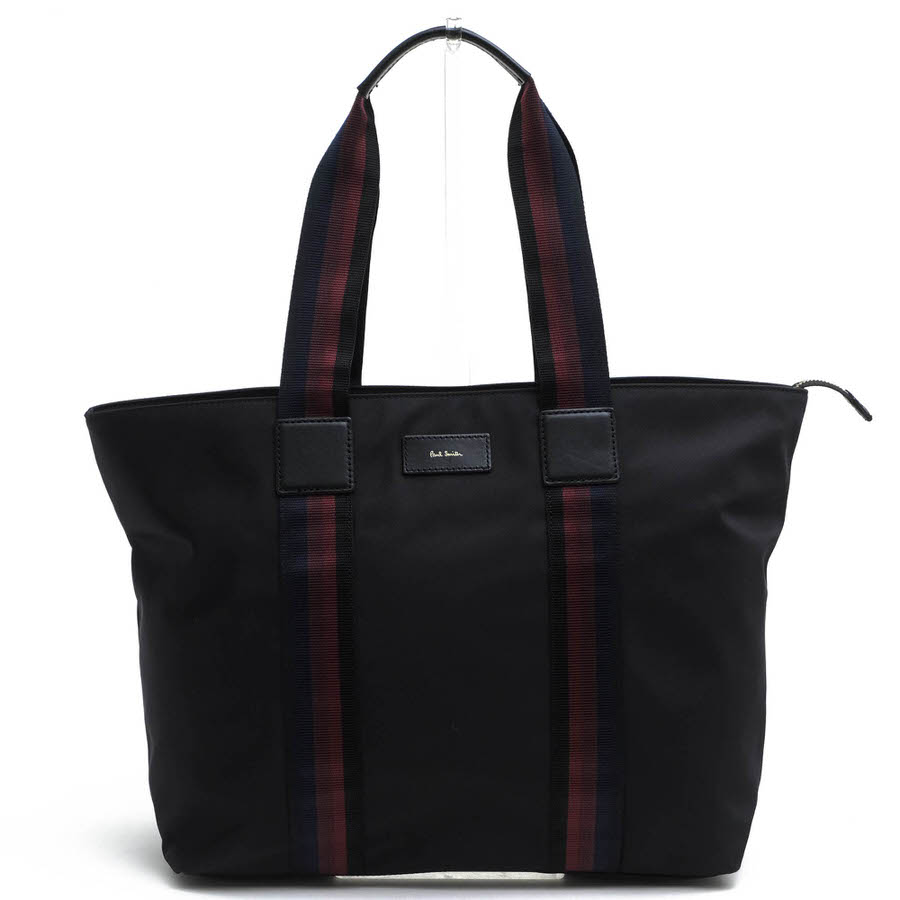 Paul Smith PSN212 LIGHTWEIGHT NYLON TOTE BAG ライトウェイトナイロン / ポールスミス ウェビングテープ 一部牛革 ユニセックス 男女兼用 ブラック 黒 ト