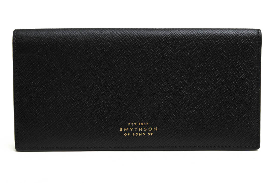 スマイソンSmythson Burlington バッグ 黒　レザー SMYTHSON BURLINGTON LONG ZIP PURSE バーリントン / スマイソン 鹿革