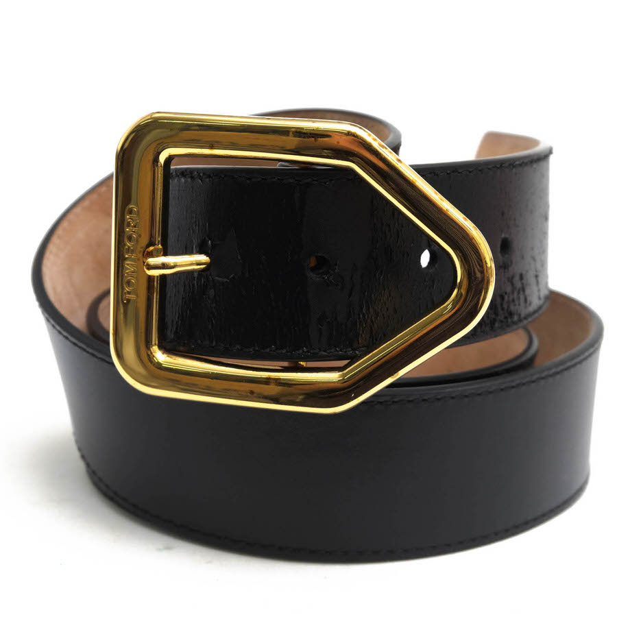 TOM FORD TB257T LOZENGE BUCKLE BELT / �ȥ�ե����� ���� ������ �֥�å� �� �٥�� ���