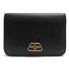 BALENCIAGA 601475 BB FLAP CARD HOLDER / �Х�󥷥��� BB���� �����ե쥶�� ���� �֥�å� �� �����ɥ����� ���
