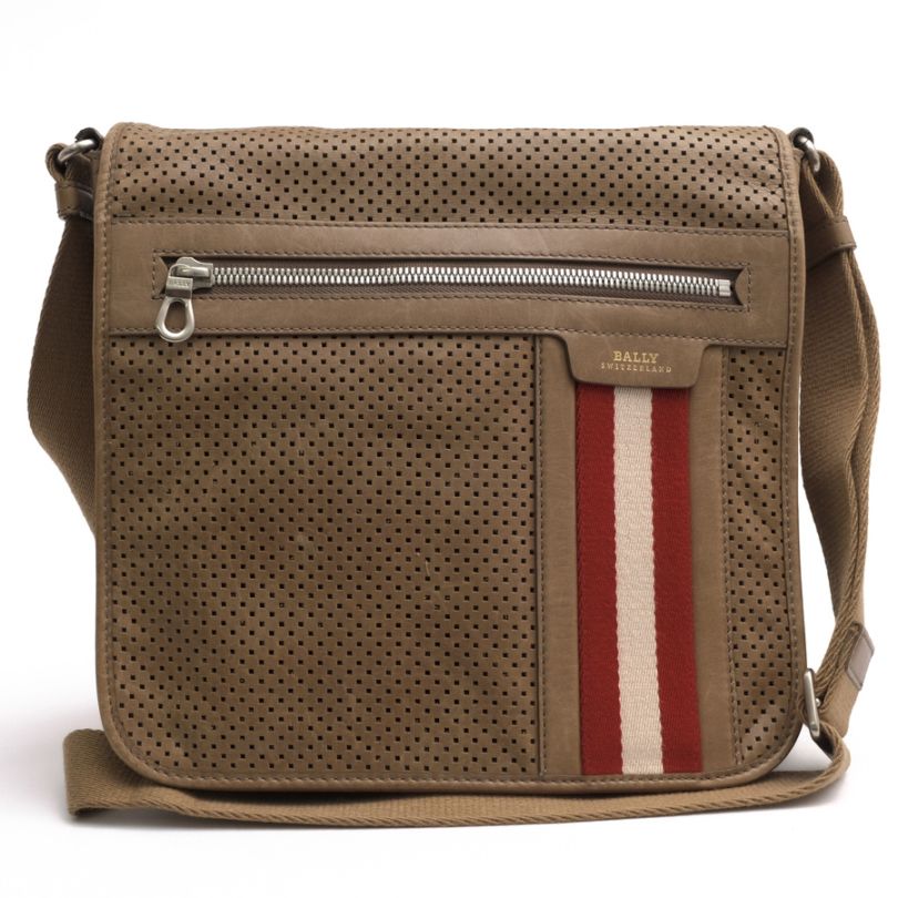 バリー レザー ショルダーバッグ メッセンジャー トレインスポッティング 茶色 BALLY OSLO-SM / バリー トレインスポッティングストライプ イタリアン
