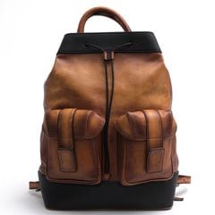 Berluti Horizon Panelled Leather Backpack �ۥ饤���� / �٥��åƥ� �Хå��ѥå� �����ͥ��������ե쥶�� ���쥤�󥫡��ե쥶�� ���� �ǥ��ѥå� �֥饦�� �� ���å� ���