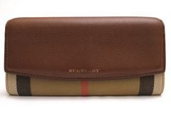 BURBERRY 3975330 House Check Horseshoe Leather Porter Continental Wallet / �С��Х꡼ ������ͥ󥿥륦����å� �����Х� �����ե쥶�� ���� �������줢�� ����ޤ� �١����� Ĺ���� ��ǥ�����