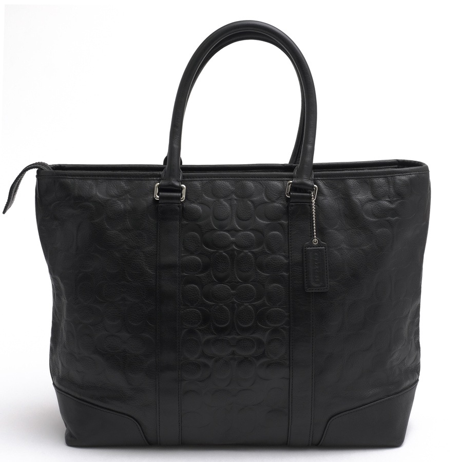 Coach ブラック ビジネスバッグ 大容量 F71136 COACH F71136 HERITAGE WEB LEATHER EMBOSSED C UTILITY TOTE