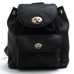 COACH 37581 Mini Turnlock Rucksack In Polished Pebble Leather �ߥ� ��������å� / ������ ���巿 �ݥ�å���ɥڥ֥�쥶�� ���� ���ܳ� �����󥯥쥶�� �֥�å� �� ���å� ��ǥ�����