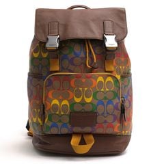 COACH C9845 Track Backpack In Rainbow Signature Canvas / ������ �Хå��ѥå� �����˥��㡼�����ƥåɥ����Х� ���� ��˥��å��� �˽����� �֥饦�� �� ���å� ���
