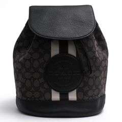 COACH CE601 Dempsey Drawstring Backpack In Signature Jacquard With Coach Patch And Stripe / ������ ���ȥ饤�� �����ͥ��㡼���㥫���� ���� �ڥ֥�쥶�� �ǥ��ѥå� �֥�å� �� ���å� ��ǥ�����
