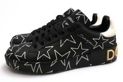 DOLCE��GABBANA CK1544 Mixed Star Print Portofino Sneakers In Nappa Leather / �ɥ륬�� �������ץ��� �ʥåѥ쥶�� ���� �֥�å� �� �������åȥ��ˡ����� ��ǥ�����