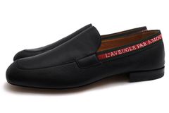 GUCCI 496245 L'aveugle Par Amour Loafers / ���å� �ޥå�����ˡ �����ե쥶�� ���� �쥶�������� �֥�å� �� ����åݥ� ���