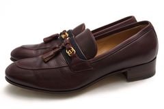 GUCCI 624720 Paride Webbing-trimmed Tasselled Leather Loafers / ���å� �����֥��ȥ饤�� ���ࡼ���쥶�� ���� ����åݥ� �쥶�������� ��åɥ֥饦�� ���� ���å�������ե��� ���