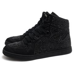 GUCCI 338947 Coda Crystal Satin High Top Sneakers / ���å� �饤�󥹥ȡ������� ���ƥ� �֥�å� �� �ϥ����åȥ��ˡ����� ��ǥ�����