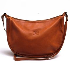 IL BISONTE 411758 Crescent Moon Style Leather Shoulder Bag / ����ӥ���� ����� ���ꥸ�ʥ�Х��å��쥶�� ���� ���ܳ� �����󥯥쥶�� ���� �֥饦�� �� ���������Хå� ��ǥ�����