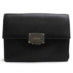 LOEWE / ロエベ A4サイズ収納可 グレイン型押しカーフ 牛革 ブラック