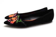 Louis Vuitton Stephen Sprouse Black Suede Neon Rose Pointed Toe Pumps / �����ȥ� �� ������ ����եƥ��� ���ƥ����֥󡦥��ץ饦�� ���� �쥶�������� �֥�å� �� �ѥ�ץ� ��ǥ�����
