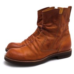 MR.OLIVE ME502 POLISHED STEER LEATHER/SHORT PECOS BOOTS / �ߥ��������꡼�� �٥����֥륿��˥��䤷���� �����ɥ��å� �ץ졼��ȥ� ���졼�ץ����� �֥饦�� �� �ڥ����֡��� ���