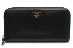PRADA 1ML506 PORTAFOGLIO LAMPO VITELLO GRAIN / �ץ�� �����ե쥶�� ���� �������줢�� ���ܳ� �����󥯥쥶�� �饦��ɥ��å� �饦��ɥե����ʡ� �֥�å� �� Ĺ���� ��ǥ�����