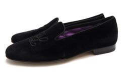 RALPH LAUREN Alonzo Embroidered Velvet Slipper / ���ե������ �����ɽ� Purple Label �ѡ��ץ�졼�٥� �쥶�������� �֥�å� �� ����åݥ� ���