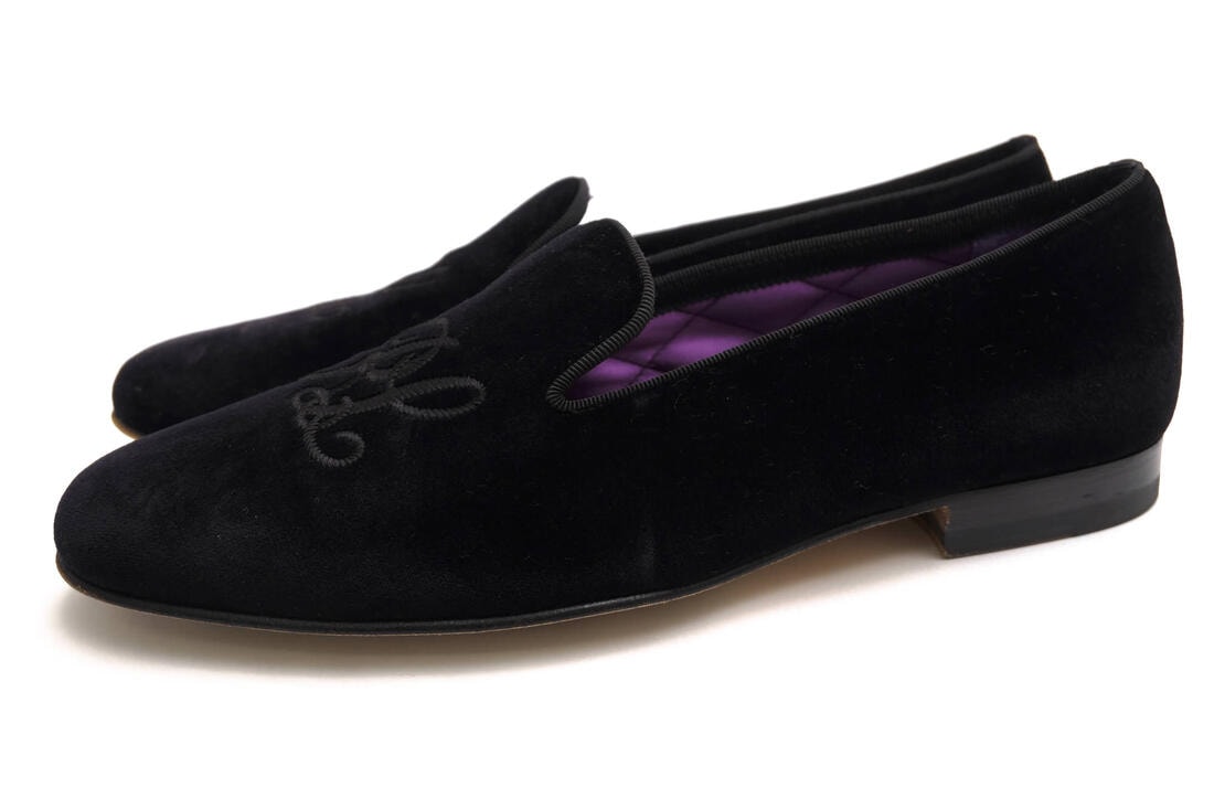 RALPH LAUREN Alonzo Embroidered Velvet Slipper / ラルフローレン