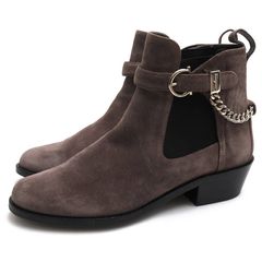 Salvatore Ferragamo FA02339 Ardisie Suede Leather Chain Booties / �ե��饬�� ��������˶�� ���� ���졼 ���� ���硼�ȥ֡��� ��ǥ�����