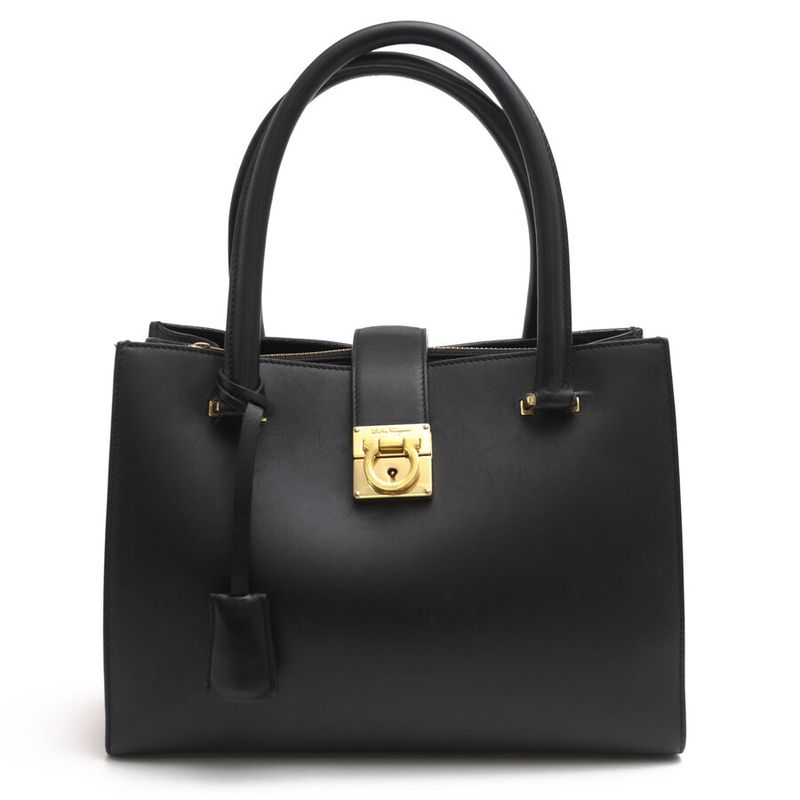 Salvatore Ferragamo AU-21 D658 Juliette ����ꥨ�å� / �ե��饬�� ��������˶�� �����ե쥶�� ���� �ե����ޥ�Хå� ������� �֥�å� �� �ϥ�ɥХå� ��ǥ�����