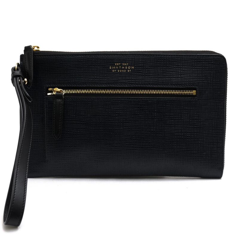 SMYTHSON Panama Strap Pouch �ѥʥ� / ���ޥ����� �ꥹ�ȥ�å��դ� ���������쥤��쥶�� ���� �ͥ��ӡ� �� ������ɥХå�/����å��Хå� ��ǥ�����