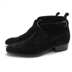 YVES SAINT LAURENT 579631 Wyat 30 Buckled Boots / ���������� �ҡ���֡��� �����ե쥶�� ���� �쥶�������� �֥�å� �� ����åѡ��֡��� ���
