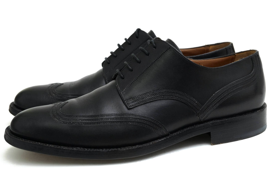 22891✨未使用級✨バリー ドレスシューズ ビジネスシューズ レザー ブラック BALLY / バリー 牛革 カーフ ウイングチップ レザーソール ブラック 黒