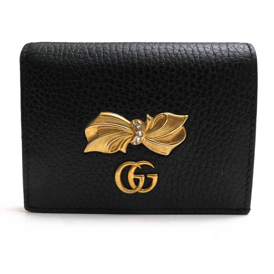 GUCCI 524289 ボウ コンパクトウォレット / グッチ GGマーモント 牛革