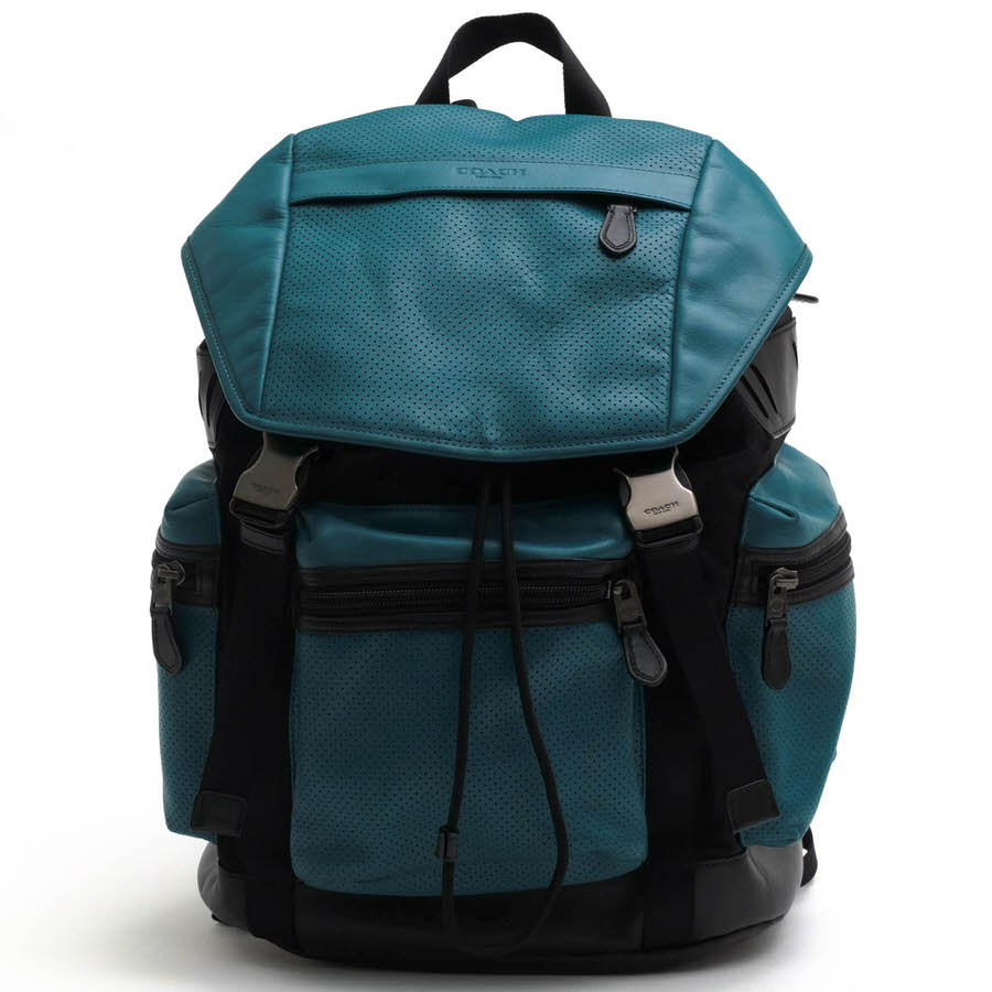 COACH コーチ テレイントレック ナイロン リュック パンチング レザー 青 COACH F57477 パフォレイテッド ミックスド マテリアル テレイン