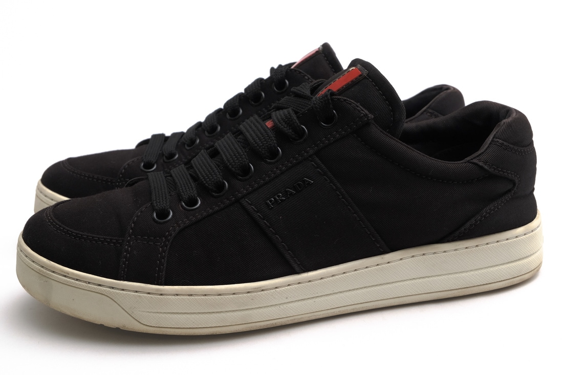早い者勝ち！PRADA コットンギャバジン　スニーカー　ブラック　37 厚底 PRADA 3E6185 / プラダ ギャバジン織り コットンキャンバス 牛革