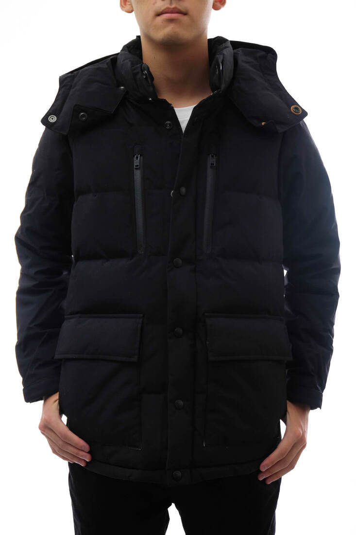 ○ハバノス HBNS  ダウンジャケット フード付き メンズ 【中古】 中古 HBNS / ハバノス フード付き ブラック 黒 ダウンジャケット メンズ