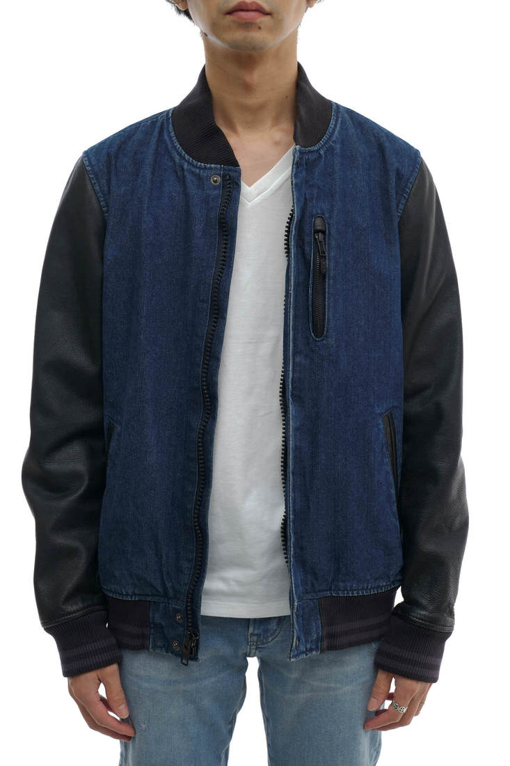 NIKE NSW SELVEDGE DENIM DESTROYER JACKET デストロイヤー / ナイキ アワードジャケット 赤耳 袖レザー 牛革 リブ デニム ネイビー 紺 スタジャン メンズ | BRANDING NIKE NSW SELVEDGE DENIM DESTROYER JACKET デストロイヤー / ナイキ アワードジャケット 赤耳 袖レザー 牛革 リブ デニム ネイビー 紺 スタジャン メンズ | BRANDING