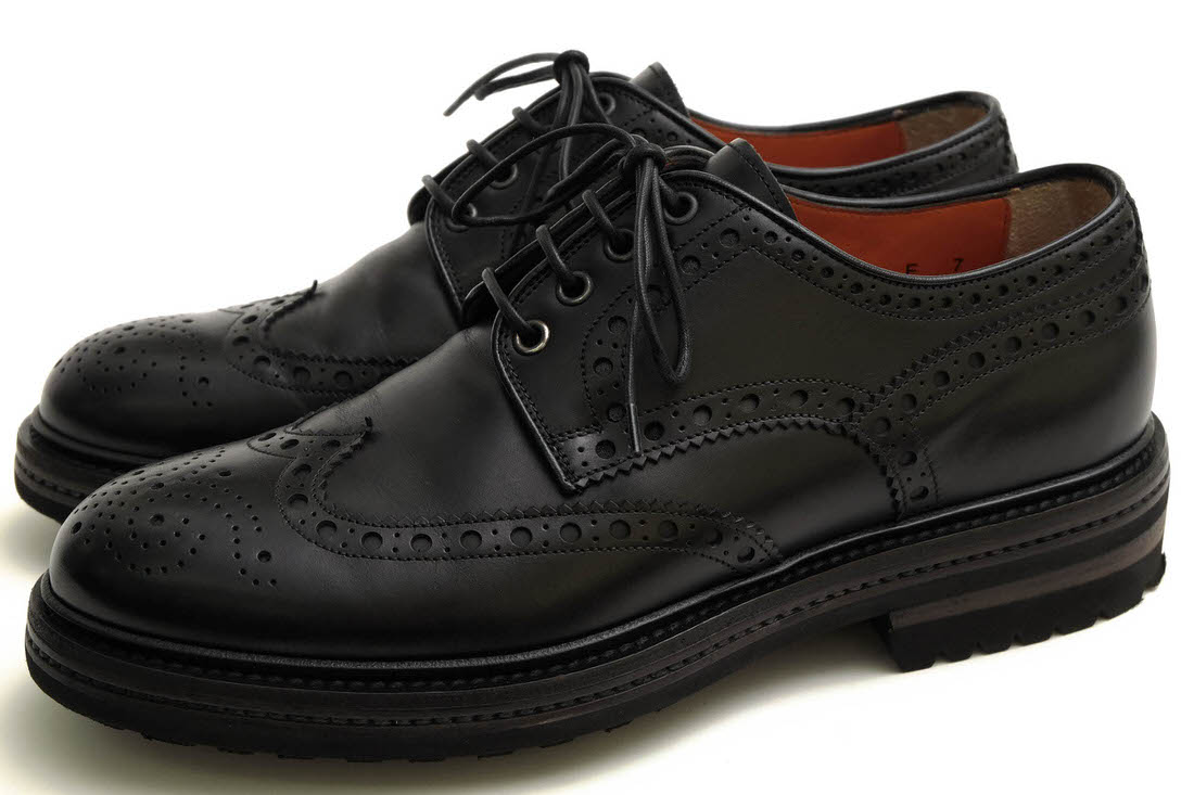 Santoni 11663 / サントーニ ラグソール 牛革 カーフ ウイングチップ 