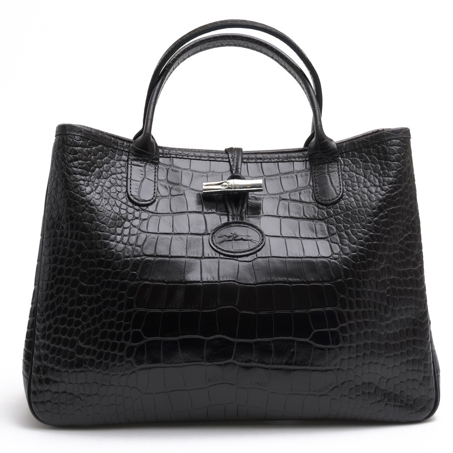 お値下げロンシャン ロゾ クロコ 定番の ラインに、牛革にクロコダイル風の型押し Longchamp ROSEAU CRC ロゾ クロコ / ロンシャン 牛革 カウハイド 定番