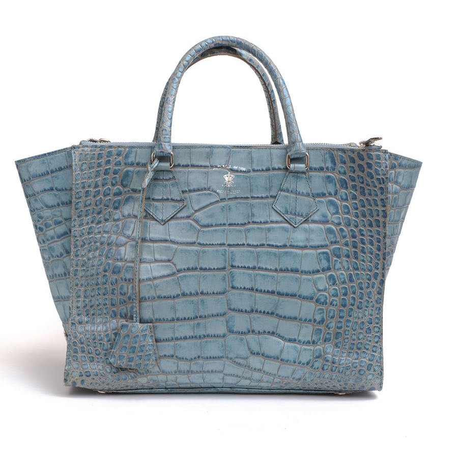 A D M J クロコ型押しハンドバッグ