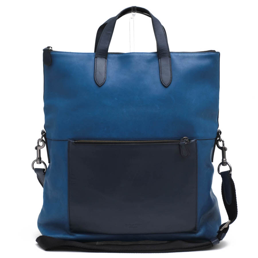 カーフ スポーツ トート フォルドオーバー マンハッタン COACH レザー マンハッタン トートバッグ メンズ コーチ COACH 美品 送料無料 バッグ