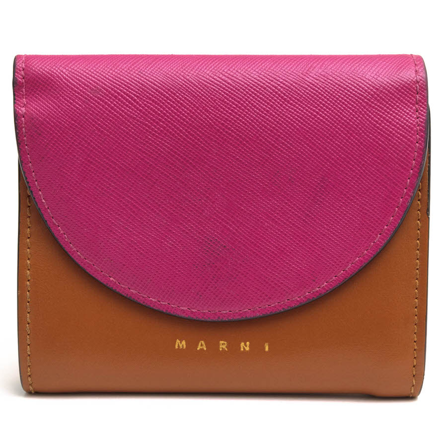 MARNI LAW / マルニ 牛革 カーフ 小銭入れあり 三つ折り バイカラー