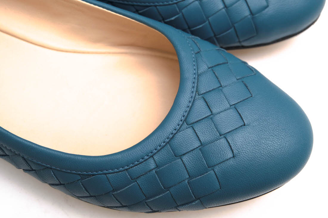 BOTTEGA VENETA / ボッテガヴェネタ フラットパンプス 牛革 カーフ メッシュ・イントレチャート レザーソール ブルー 青 パンプス レディース-ブランディング