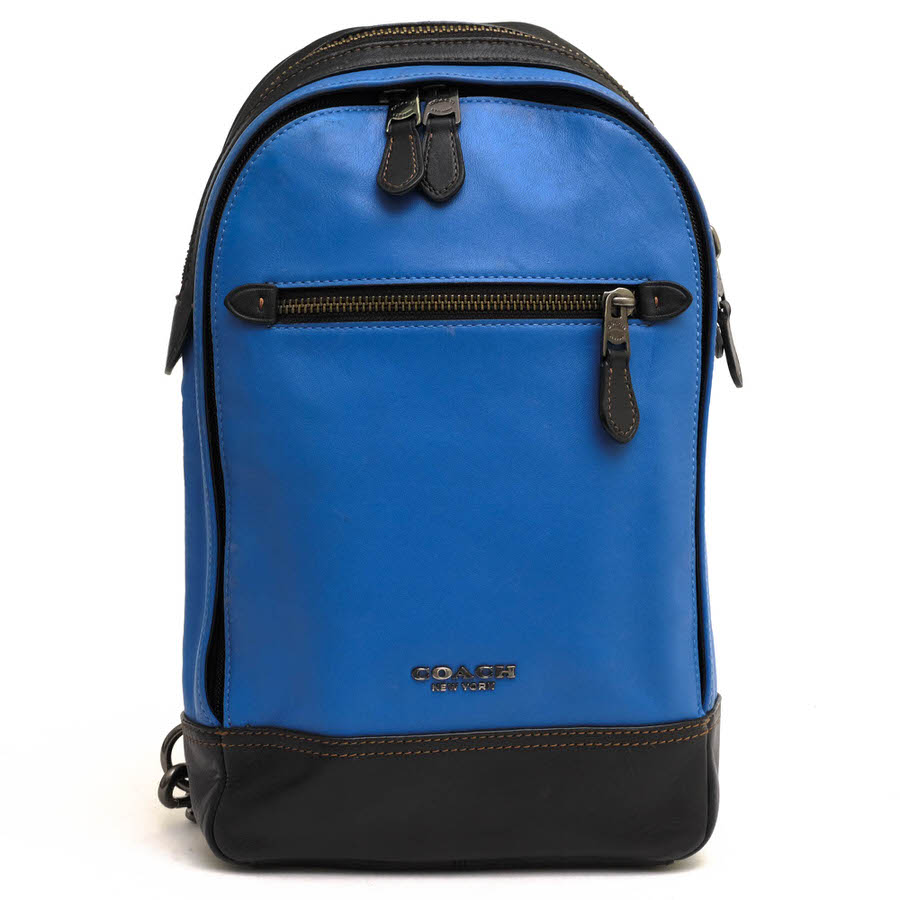 COACH ブラック ボディバッグF37598 メンズ レザー COACH F37598 GRAHAM PACK グラハム / コーチ スムースカーフ 牛革