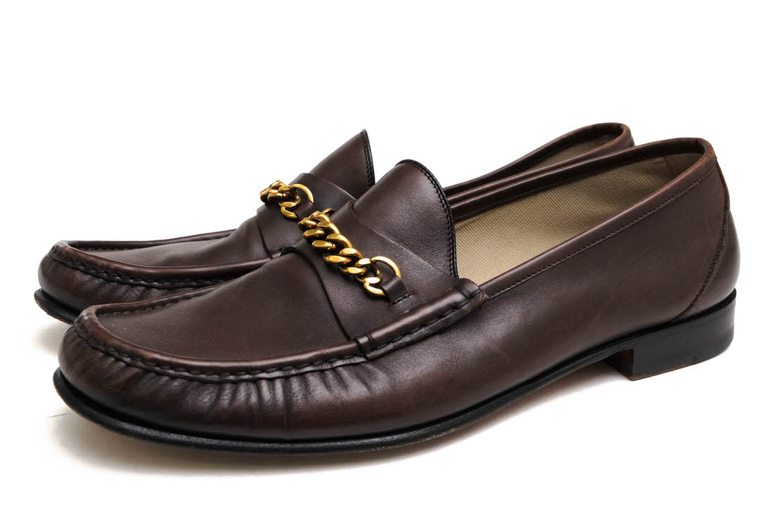 トムフォード　ローファー 革靴　レザー　ブラウン　9.5 TOM FORD YORK CHAIN LOAFER / トムフォード ヨークチェーン カーフ