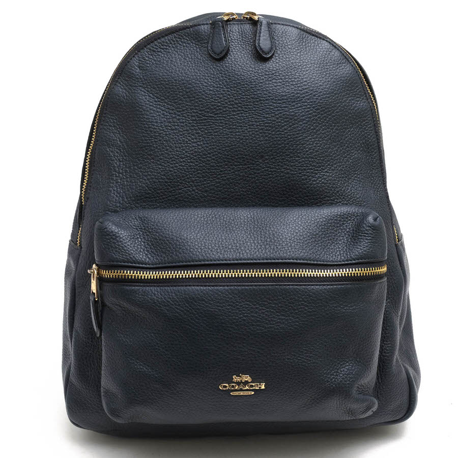 美品 コーチ リュック バックパック F29004 ネイビー メンズ レディース COACH F29004 Charlie Backpack In Pebble Leather チャーリー