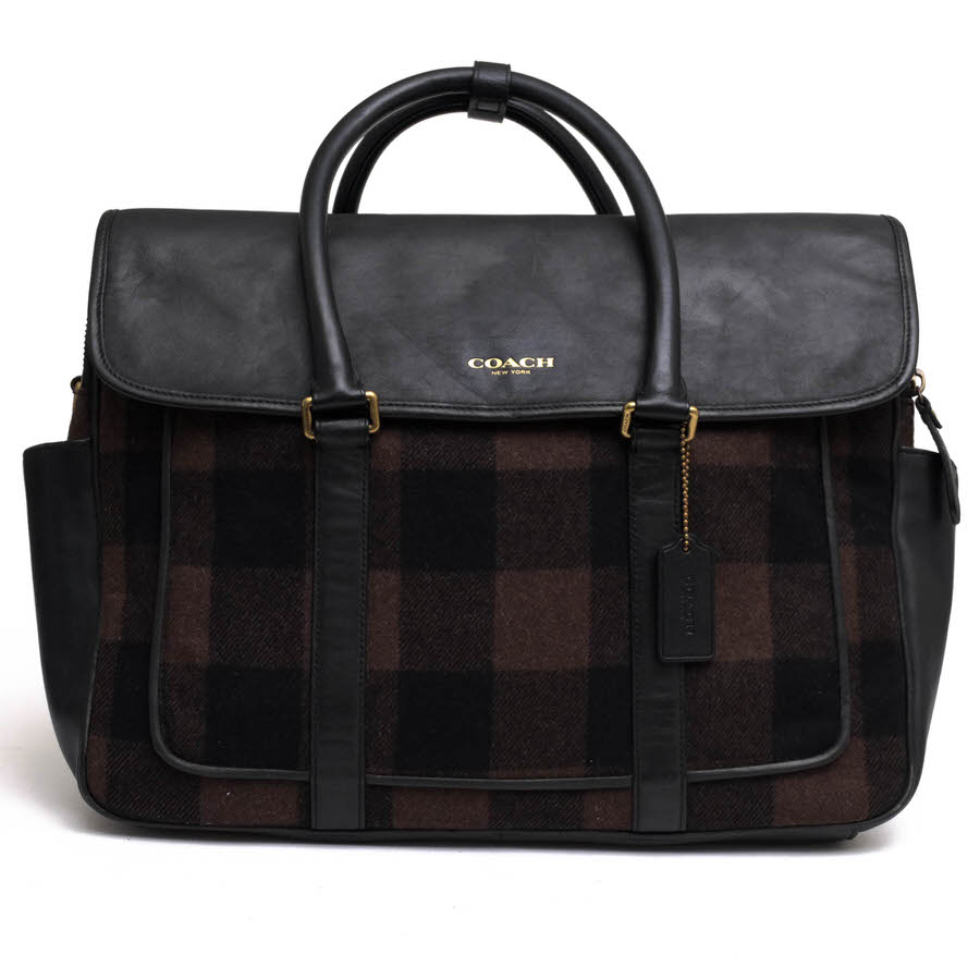 COACH F71440 / コーチ チェック柄 ダークブラウン 焦げ茶 ビジネス 