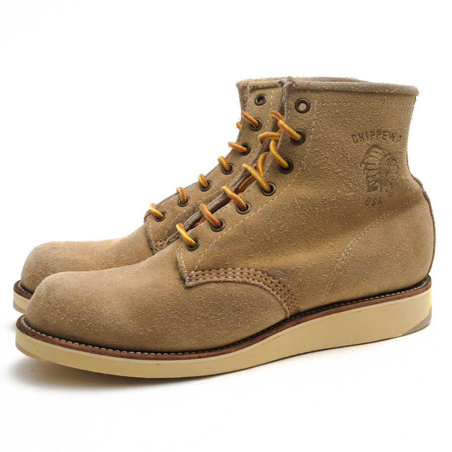 CHIPPEWA 90227 6inch PLAIN BOOTS NATURAL RUFFOUT RETAN / チペワ 