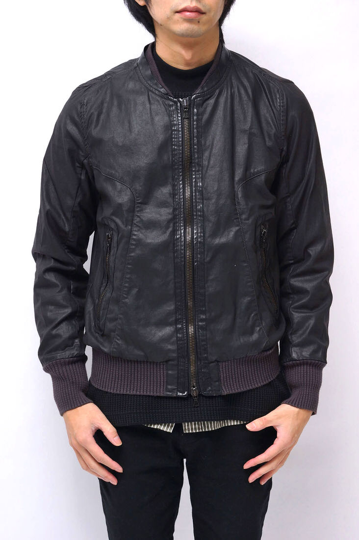 DIESEL シングルライダースジャケット ブラック　MA-1 DIESEL / ディーゼル ヴィンテージ加工 シングルライダース MA-1